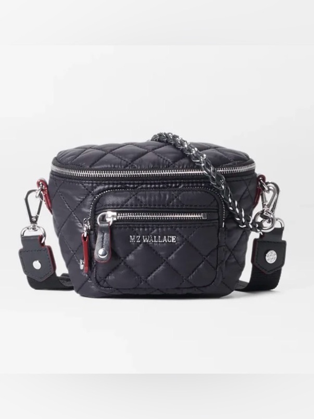 NWT MZ Wallace Micro Crosby Crossbody Sling - Black and Silver
